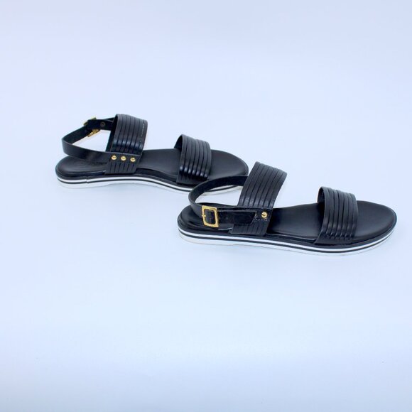 Carlo Pera Double Strap Black Leather Italian Sandals Size 39 - Picture 4 of 8